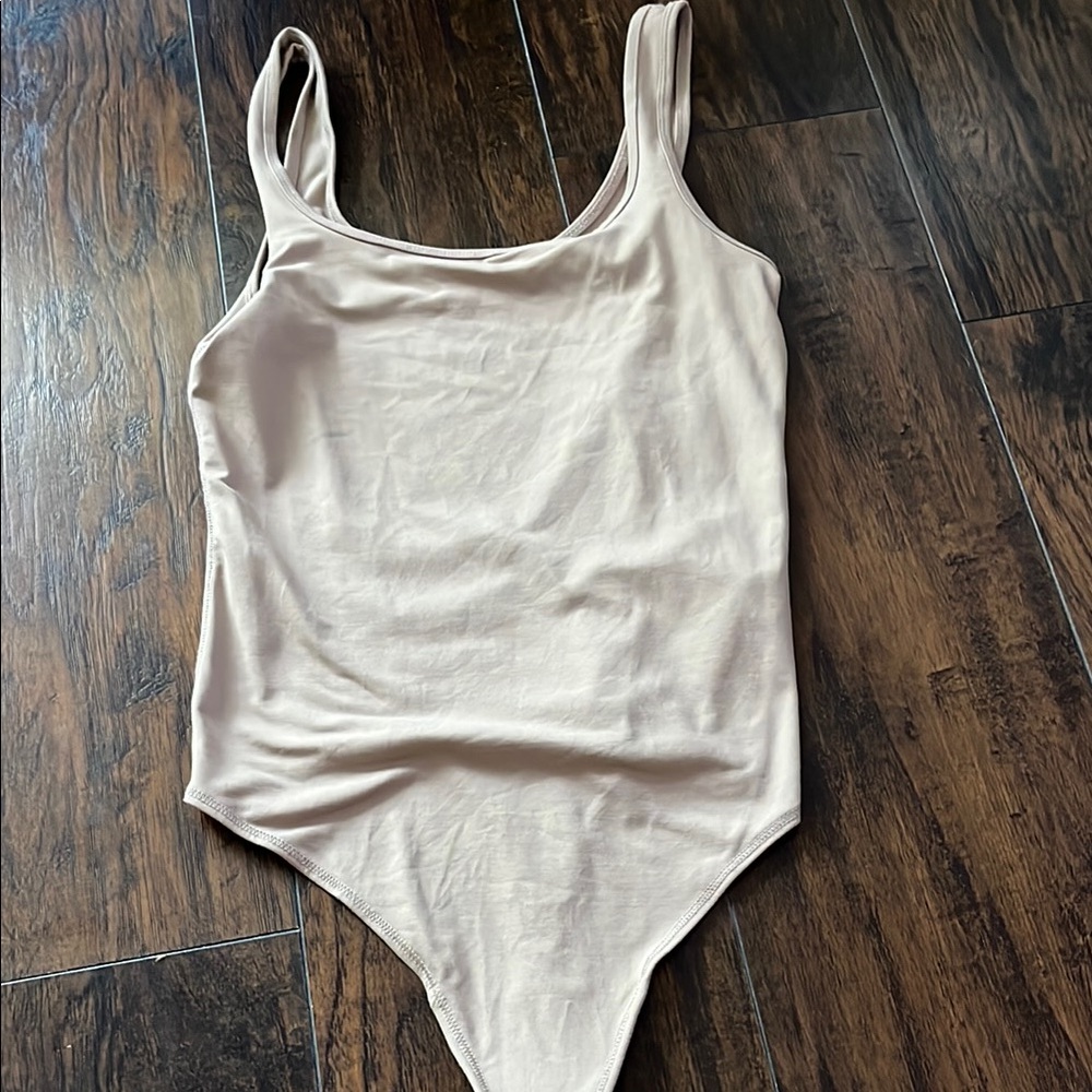 Abercrombie Soft AF Light Tan Scoop Neck Tank Bodysuit